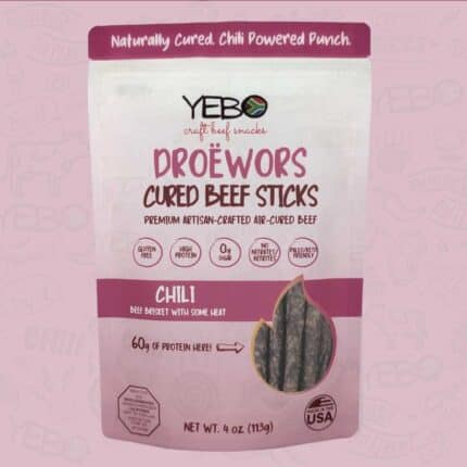 Natural chili droëwors in a 4oz bag