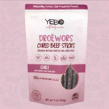 Natural chili droëwors in a 8oz bag