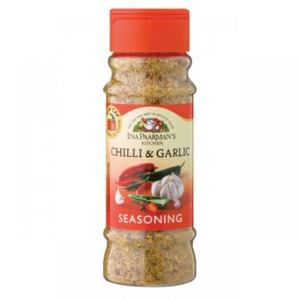 a bottle of Chilli and Garlic Seasoning with a label