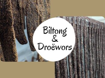 Biltong and Droëwors products hanging to dry