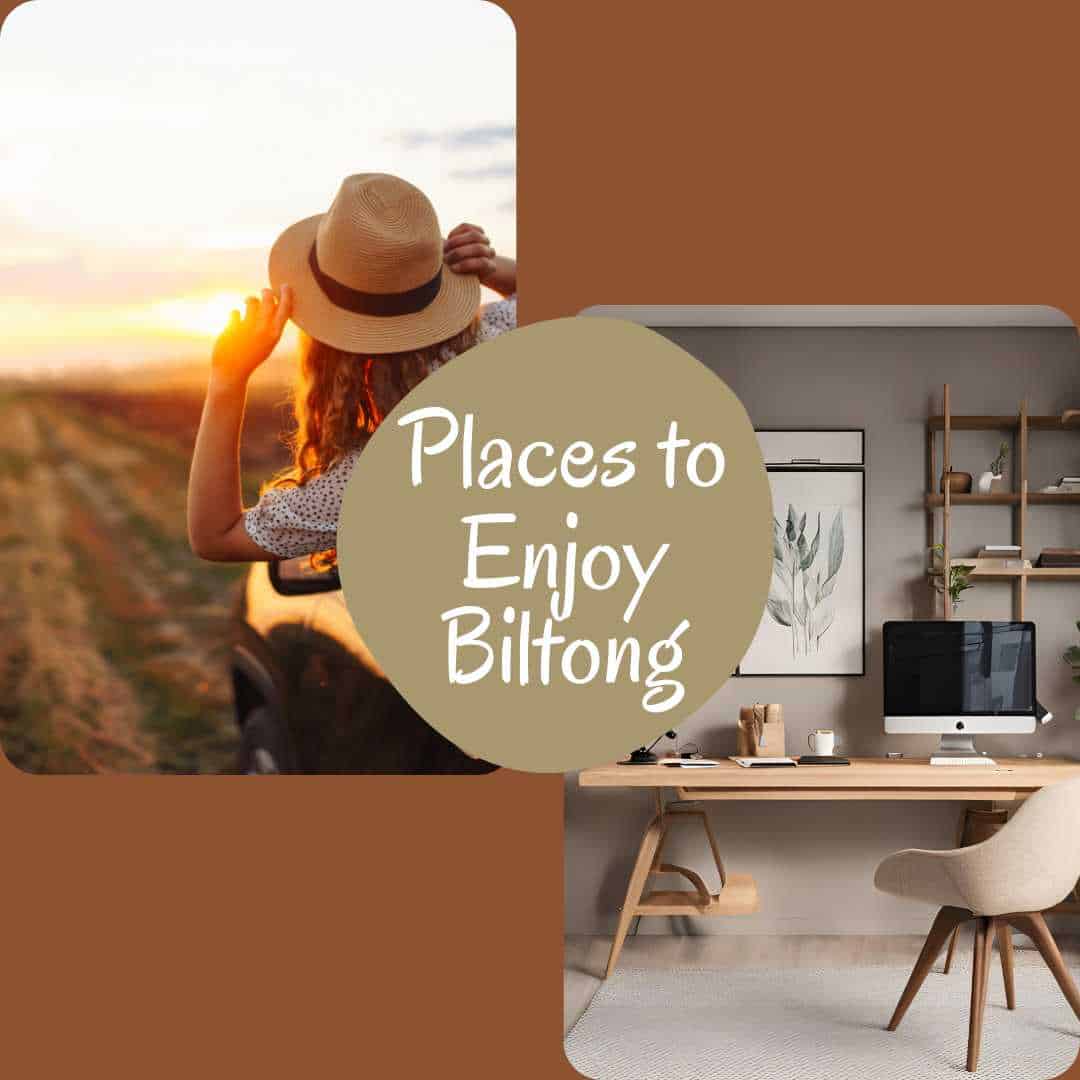 Places to enjoy biltong, from the office to road trips.
