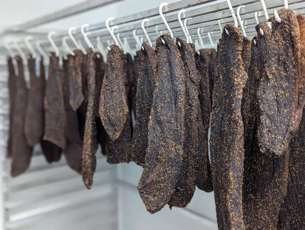 Traditional air-drying process for south african biltong.