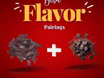 A poster of Bold Flavor Pairings. Bilton & Dark Chocolate
