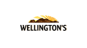 Wellington’s logo with gold mountain design symbolizing luxury, tradition, and adventure.