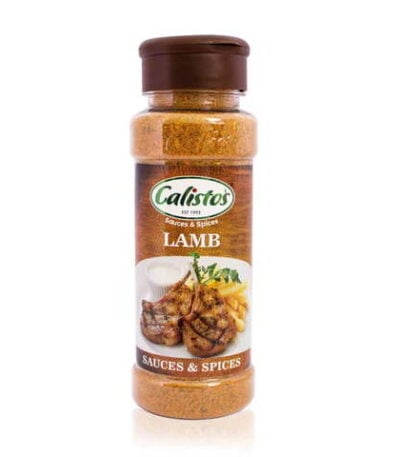 Calisto’s Lamb Spice 130g bottle with South African peri peri seasoning for lamb dishes.