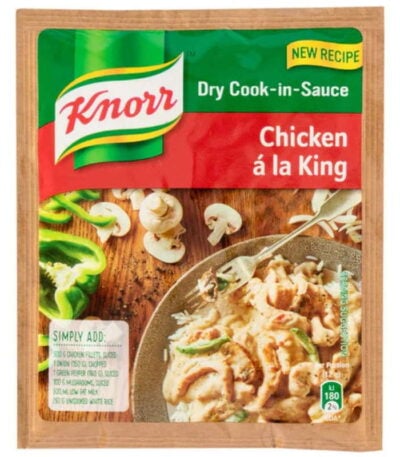 Knorr Chicken a la King dry cook-in-sauce packet with creamy chicken meal image.