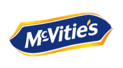 McVities logo showcasing classic British biscuit brand design in blue and gold colors.