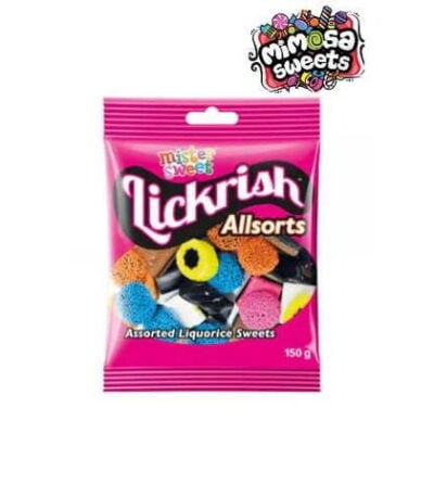 Colorful Lickrish Allsorts candy bag with assorted licorice sweets, 150g package.
