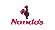 Nando’s logo featuring the iconic Portuguese rooster with red heart and bold brand text.