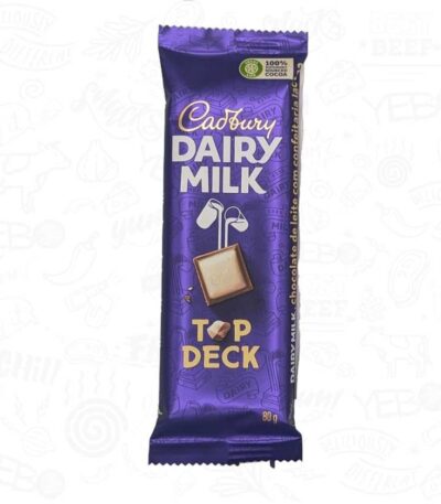 Cadbury Top Deck Slab 80g layered milk and white chocolate bar packaging