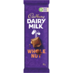 Cadbury Whole Nut Slab 80g milk chocolate with whole roasted almonds packaging