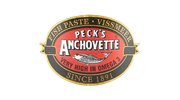 Peck’s Anchovette fish paste logo with vintage red and gold design emphasizing omega-3 benefits.