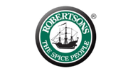 Robertsons logo with sailing ship symbol, green and white design for spices and seasonings.