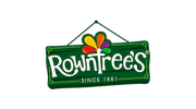 Rowntree’s logo with colorful fruit shapes and green sign symbolizing classic British candy brand.