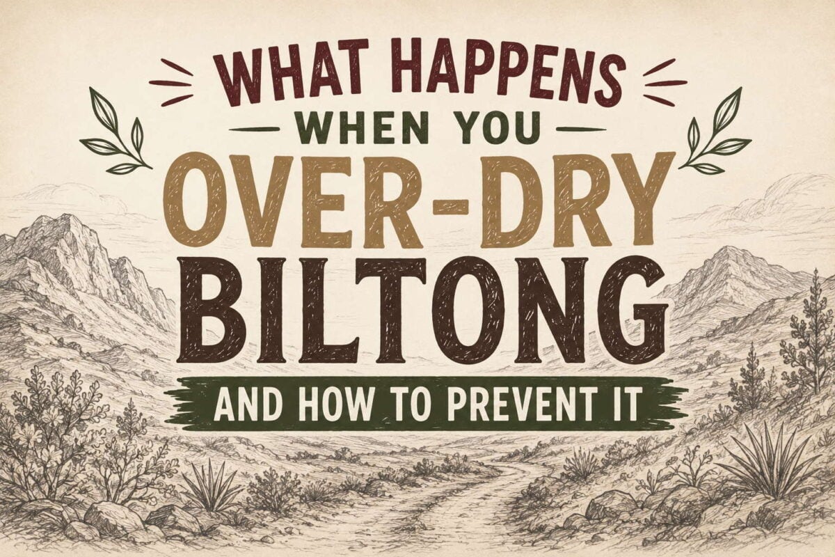 Over dry biltong guide poster with rustic design and vintage typography.