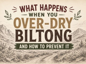 Over dry biltong guide poster with rustic design and vintage typography.