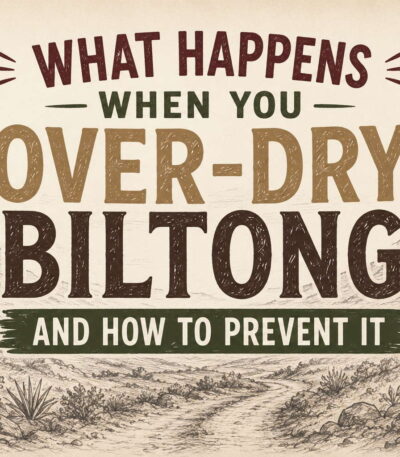 Over dry biltong guide poster with rustic design and vintage typography.