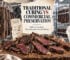 Traditional curing vs commercial preservation, showing authentic hanging and sliced South African biltong beside an industrial processing system.